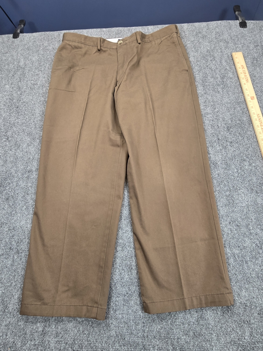 Lands' End Mens Chino Pants 38 Brown Traditional Fit Flat Front Business Casual